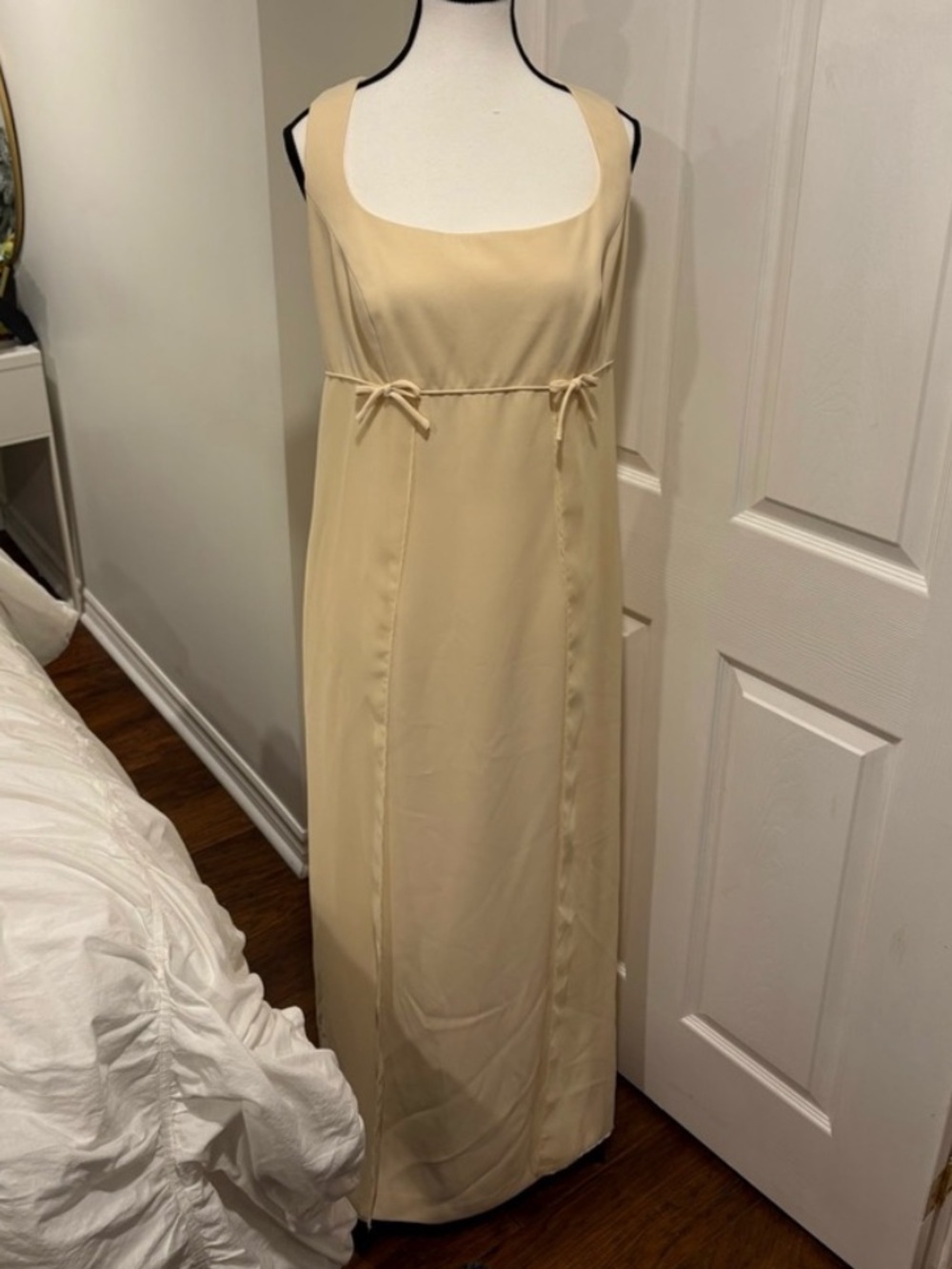Vintage Lori Ann Montreal Butter Yellow Maxi Dress Size 10 90s
